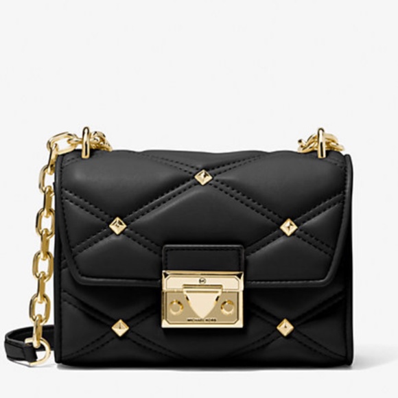 MICHAEL Michael Kors Handbags - New Michael Kors Serena Small Studded Black Crossbody Bag